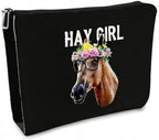 Funny Hay Girl Horse Sunglasses Hey Farm Flowers Cosmetic Bag Makeup Bag Best Gift Idea for Horse Lovers Girls Women,Horse Owners Gifts,Birthday Christmas Valentine's Day Gift