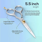 Suvorna 5.5" hair cutting scissors for professional, barber & hairdresser - hair shears for cutting, trimming, grooming, precision, facial hair - Right Hand hair scissors for men, women, kids, adults.