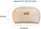 Luxurious Cream Quilted Cosmetic Bag - Elegant Travel & Makeup Organizer