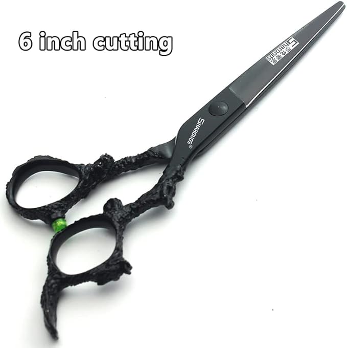 6 Inch 4pc Ergonomic Barber Scissors, 440C Stainless Steel, Right Hand, Hairdressing Scissors