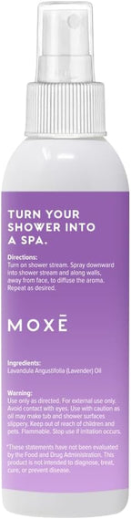 MOXE Lavender Oil Shower Mist, Spa Steam Spray, Certified Natural 100% Essential Oils, Made in USA, Aromatherapy, Tension Relief (4 FL Oz, Pack of 2)