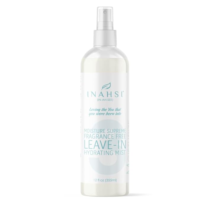 Inahsi Moisture Supreme Fragrance Free Hydrating Mist | Hair Moisturizer for Men, Women, or Kids with Curly Hair | Hair Products for Naturally Curly Hair 12 oz | Made in the USA