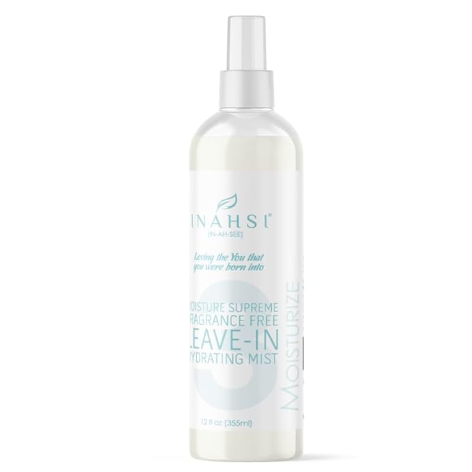 Inahsi Moisture Supreme Fragrance Free Hydrating Mist | Hair Moisturizer for Men, Women, or Kids with Curly Hair | Hair Products for Naturally Curly Hair 12 oz | Made in the USA