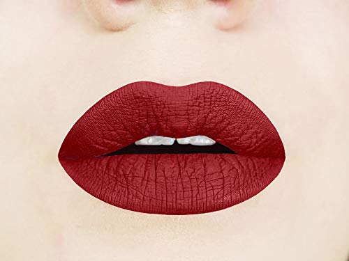 Aromi Maroon Matte Liquid Lipstick | Dark Red, Bordeaux Lip Color with Warm Undertones, Vegan, Cruelty-free, Long-wear, Waterproof, Handmade (Rich Rosewood)