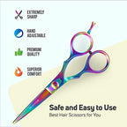 Suvorna 5.5" Multicolor Hair Cutting Scissors for Professionals, Barbers - Hair Shears for Cutting, Trimming, Grooming - Sharp Hair Scissors Professional - Right Hand Barber Scissors for Men and Women