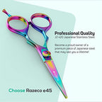 Suvorna 5.5" Multicolor Hair Cutting Scissors for Professionals, Barbers - Hair Shears for Cutting, Trimming, Grooming - Sharp Hair Scissors Professional - Right Hand Barber Scissors for Men and Women