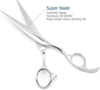 Professional Hair Shears 6" Silvery Blind Hole Sharp Hair Cutting Scissors Haircut Barber Scissors Barber Shears Convex Edge 440C KINSARO for Hairdresser Barbershop or Home Use