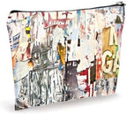 Art Theme Makeup Bag - Retro Posters Texture - Vintage Printing Cosmetic Bag, Toiletry Bag Gift For Girls, Teen, Personal Care & Accessories - A10