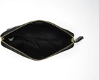 Noir Onyx Crocodile Cosmetic Bag - Luxury Vegan Leather Makeup Bag, Black Crocodile Texture Organizer, Beauty Bag for Travel, Skincare & Makeup Storage