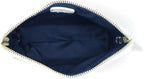 Snow Royale Crocodile Cosmetic Bag - Luxury White Vegan Leather Makeup Bag With Royal Blue Interior Lining