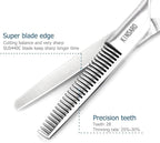 5.5" Hair Thinning Scissors Barber Scissors Professional Sharp Hairdresser Hair Thinning Shears 28 Teeth 440C Silvery Convex Edge Blade Blind Hole KINSARO for Hairdresser Barber or Home Use