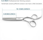 5.5" Hair Thinning Scissors Barber Scissors Professional Sharp Hairdresser Hair Thinning Shears 28 Teeth 440C Silvery Convex Edge Blade Blind Hole KINSARO for Hairdresser Barber or Home Use
