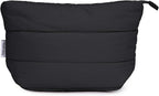 Narwey Small Makeup Bag for Travel Women Girl, Puffer Cosmetic Bag Makeup Pouch for Purse with Zipper, Cute Puffy Make Up Organizer Bags, Travel Toiletry Bag Toiletries (Black)