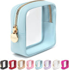 Embla Clear Makeup Bag Zipper Pouch, Transparent Cosmetic Case Organizer, TSA Approved Travel Toiletry Case, Travel Accessories Essentials Makeup Tote for Women, Mini Cute Make up Bag for Purse - Sky