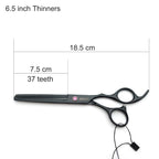 7.0 Inches Professional hair cutting thinning scissors set with razor (Black)