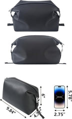6"x 9.84" 4.5L Large Silicone Toiletry Bag,Waterproof Leakproof Foldable Travel Organizer,Dopp Kit Alternative for Men & Women,Black