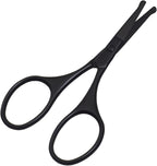 Multicolor Professional Grooming Scissors for Personal Care Facial Hair Removal and Ear Nose Eyebrow Trimming Stainless Steel Fine Straight Tip Scissors 3.9 Inch (Black Safety Head D)