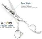 6" Barber Hair Scissors Hair Thinning Shears Professional Hair Thinning Scissors 30 Teeth 440C Silvery Convex Edge KINSARO for Hairdresser Barbershop or Home Use
