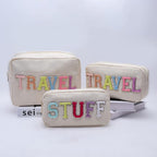 Travel Essentials Makeup Bag for Women Water-resistant Toiletry Organizer Nylon Cosmetic Pouch Preppy Stuff