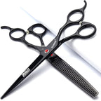 SHARONDS 6/7 Inch Professional 440C Hair Cutting Scissor Salon Hairdressing Thinning Shears Perfect for Barber and Home Use (7 in 2pc)