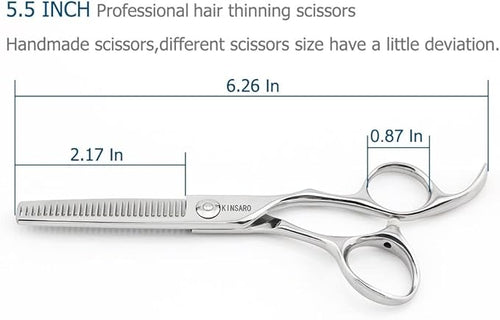 5.5" Barber Hair Thinning Scissors 440C Professional Thinning Shears Barber Shears 28 Teeth Convex Edge KINSARO for Hairdresser Barbershop or Home Use
