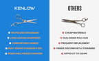 Hair Cutting Scissors, KENLOW Professional Hair Scissors With Comfortable Removable Finger Grips. Perfect As Hair Shears For Hair Cutting Or Barber Scissors. Haircut Scissors For Salon Or Home Use.