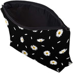 Cute Travel Makeup Bag Cosmetic Bag Small Pouch Gift for Women (Daisy Black)