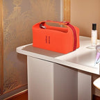 Fashion Makeup Bag for Women, Orange Red Canvas Make up Travel Bag, Hanging Cosmetic Bag Organizer for Wome