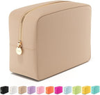 Embla Makeup Bag Travel Cosmetics Pouch and Toiletry Bag, Nylon Zipper Pouch Purse, Cute Make Up Organizer Storage Tote for Women Girls, Waterproof Travel Skincare Case, Large Makeup Bags, Sand
