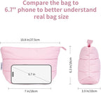 Narwey Small Makeup Bag for Travel Women Girl, Puffer Cosmetic Bag Makeup Pouch for Purse with Zipper, Cute Puffy Make Up Organizer Bags, Travel Toiletry Bag Toiletries (Dusty Rose)