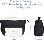 Narwey Small Makeup Bag for Travel Women Girl, Puffer Cosmetic Bag Makeup Pouch for Purse with Zipper, Cute Puffy Make Up Organizer Bags, Travel Toiletry Bag Toiletries (Black)