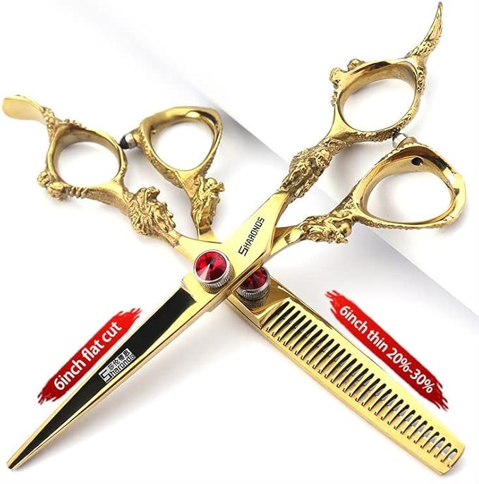 5.5/6 /7 Inch Purple Dragon Knight Professional Japanese Hair Scissors Barber Scissors Set (6 inch 3pc-B)