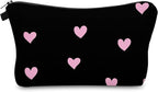Cute Travel Makeup Bag Cosmetic Bag Small Pouch Gift for Women (Pink Heart)