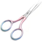 Multicolor Professional Grooming Scissors for Personal Care Facial Hair Removal and Ear Nose Eyebrow Trimming Stainless Steel Fine Straight Tip Scissors 3.9 Inch (Green+Pink)