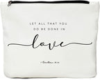 JIUWEIHU Christian Gifts for Women, Religious Gifts for Women-You Do Be Done in Love 1 Corinthians 16:14 - Inspirational Quote Bag, Religious Faith Decor Christian Quote Bible Scripture Makeup Bag