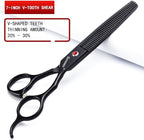 SHARONDS 6/7 Inch Professional 440C Hair Cutting Scissor Salon Hairdressing Thinning Shears Perfect for Barber and Home Use (7 in tooth)