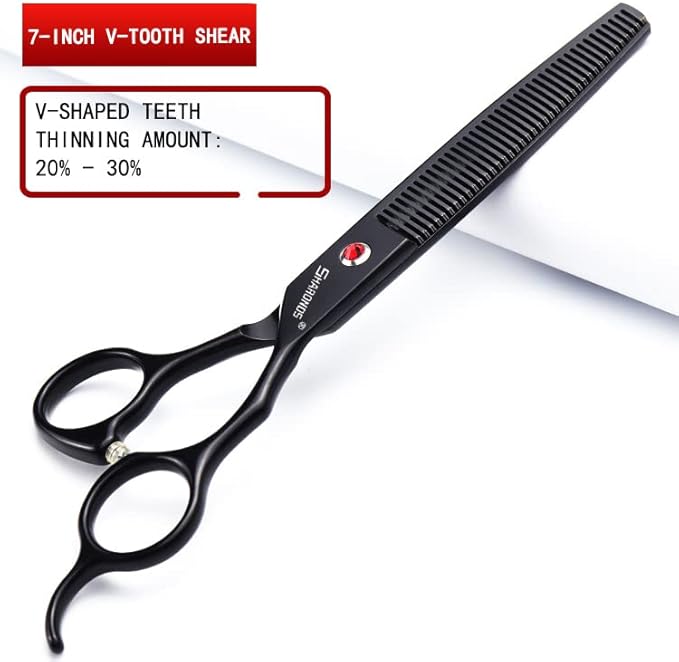 SHARONDS 6/7 Inch Professional 440C Hair Cutting Scissor Salon Hairdressing Thinning Shears Perfect for Barber and Home Use (7 in tooth)