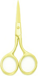 Multicolor Professional Grooming Scissors for Personal Care Facial Hair Removal and Ear Nose Eyebrow Trimming Stainless Steel Fine Straight Tip Scissors 3.9 Inch (Gold)
