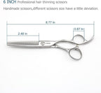 6" Barber Hair Scissors Hair Thinning Shears Professional Hair Thinning Scissors 30 Teeth 440C Silvery Convex Edge KINSARO for Hairdresser Barbershop or Home Use