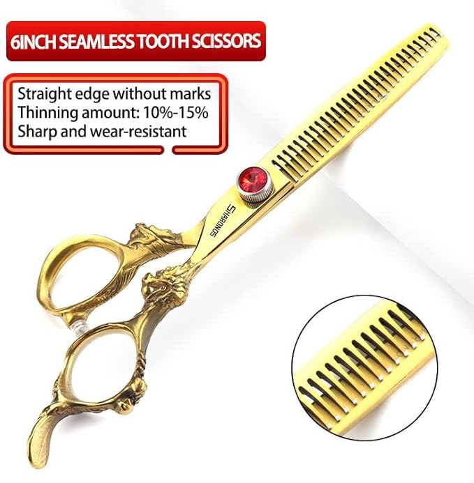 6 inch /7 inch salon professional salon scissors salon hairdresser hair cutting hairstyle pruning tools Japan 440c high hardness stainless steel golden (6 inch 3pc)
