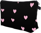Cute Travel Makeup Bag Cosmetic Bag Small Pouch Gift for Women (Pink Heart)