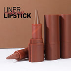 2in1 Gradient Lip Liner & Lipstick Combo,Matte Longwear Waterproof Lip Pencil with Cone Tip,Smudge Proof Crayon,Ombre Contour,Women's Long Lasting Makeup Set-(04#Cinnamon Spice+05#Caramel Latte)