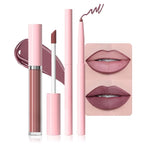AMY'S DIARY 2pcs Matte Purple Red Lip Liner & Lipstick Makeup Set, Liquid Lipstick 24H and Lip Liner Set Matt Liquid Lips Make Up Waterproof Long Lasting (08#, 2 Pcs Set)