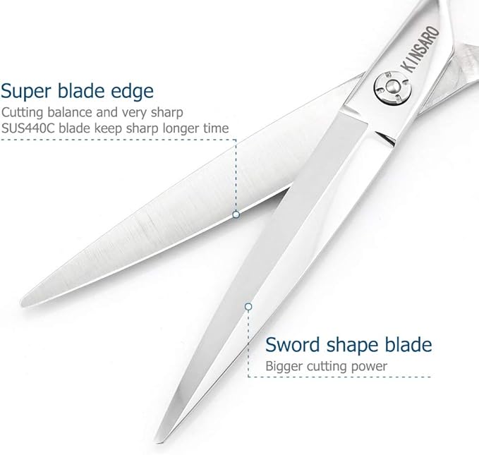 Barber Scissors 7" Professional Sliding Hair Scissors Willow Shape Sliding Hair Shears Professional Haircut Razor Edge 440c Barber Shears KINSARO for Hairdresser Barbershop or Home Use