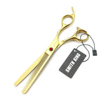 7.0 Inches Professional hair cutting thinning scissors set with razor (Gold)
