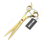 7.0 Inches Professional hair cutting thinning scissors set with razor (Gold)