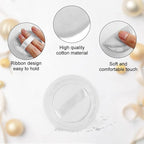 10pcs Powder Puff Cotton Cosmetic Powder Face Makeup Puffs Pads with Ribbon for Loose and Foundation 2.36 inch. (White)