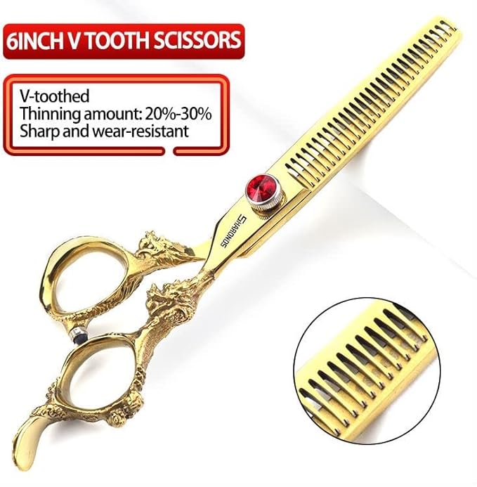 Professional Japanese Hair Scissors - 440C Stainless Steel/Rose Razor With Scissors Bag Gift (6-Inch 2pc-A)