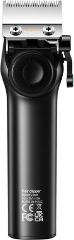 VGR 001 Professional Hair Clippers for Men, Cordless Barber Clippers for Hair Cutting, Carbon Steel Blade Hair Trimmers for Barbers, 9000RPM, LED Display, Black