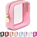 Clear Makeup Bag Zipper Pouch, Transparent Cosmetic Case Organizer, TSA Approved Travel Toiletry Case, Travel Accessories Essentials Makeup Tote for Women, Mini Cute Make up Bag for Purse - Flamingo